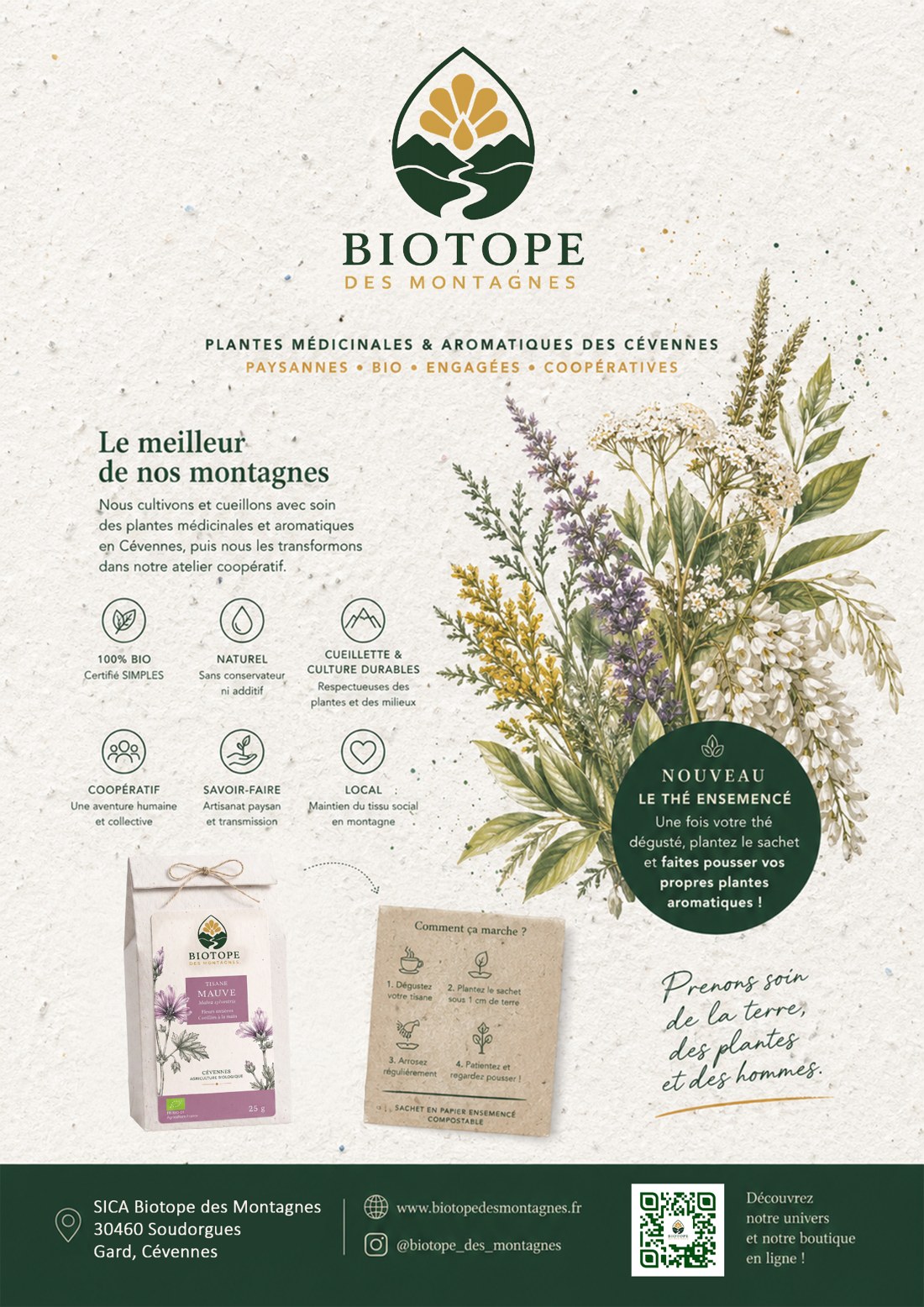 Affiche Biotope des Montagnes - plantes médicinales et aromatiques des Cévennes